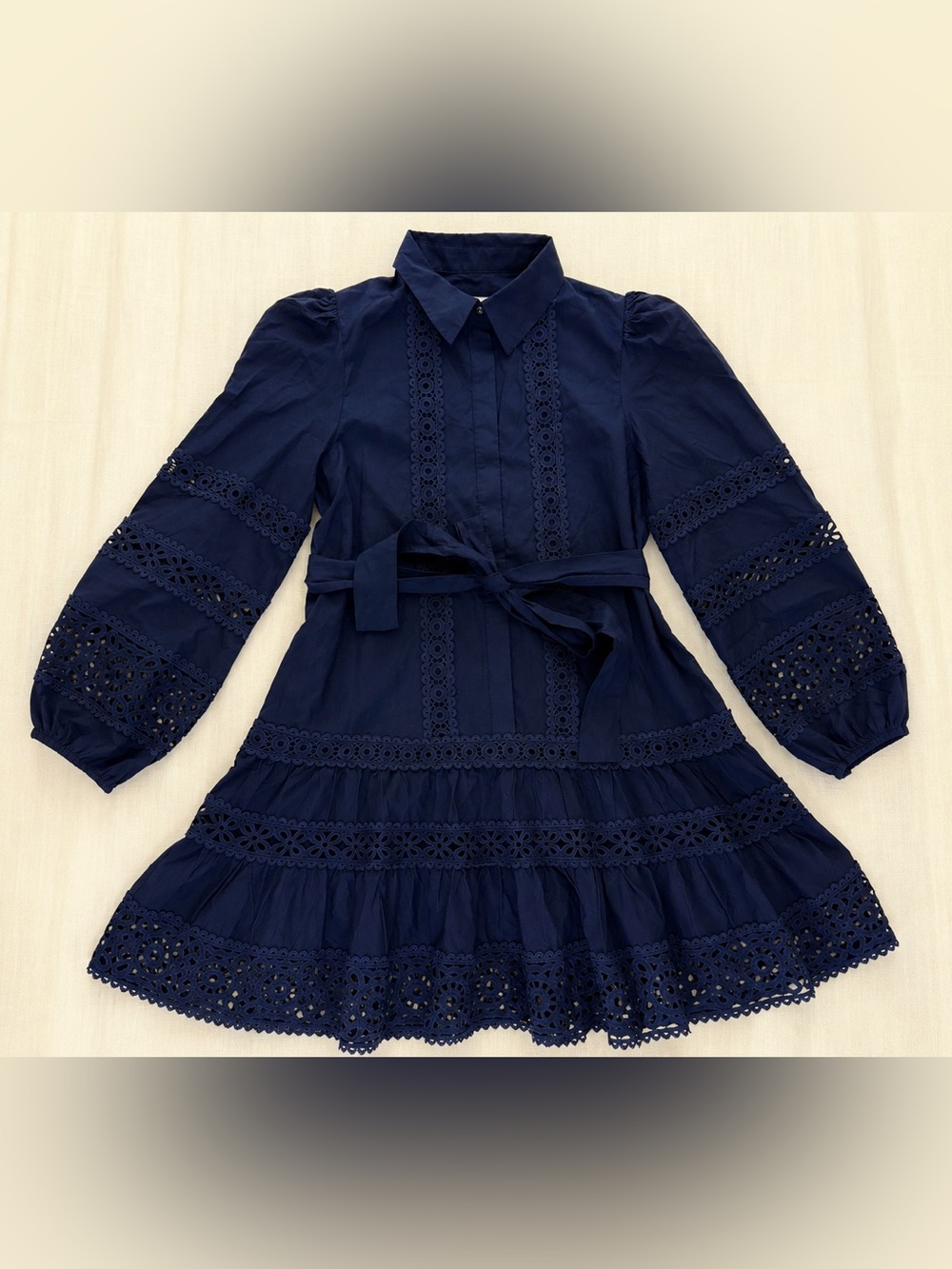 Layered With Love Aubrey Mini Shirt Dress Navy Cotton Size M NWOT - Picture 6 of 6
